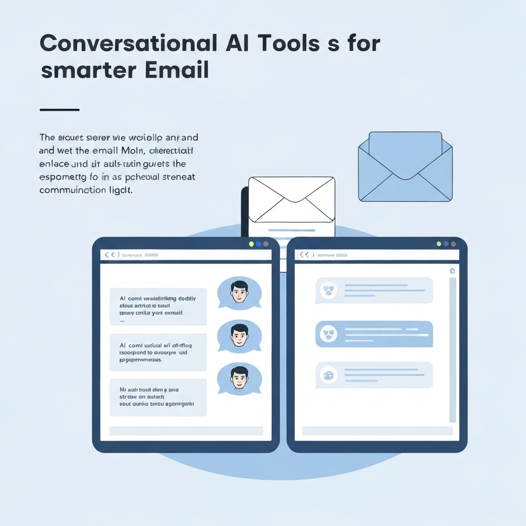 Minimalist illustration: Conversational AI tools connecting to email icons for smart management.