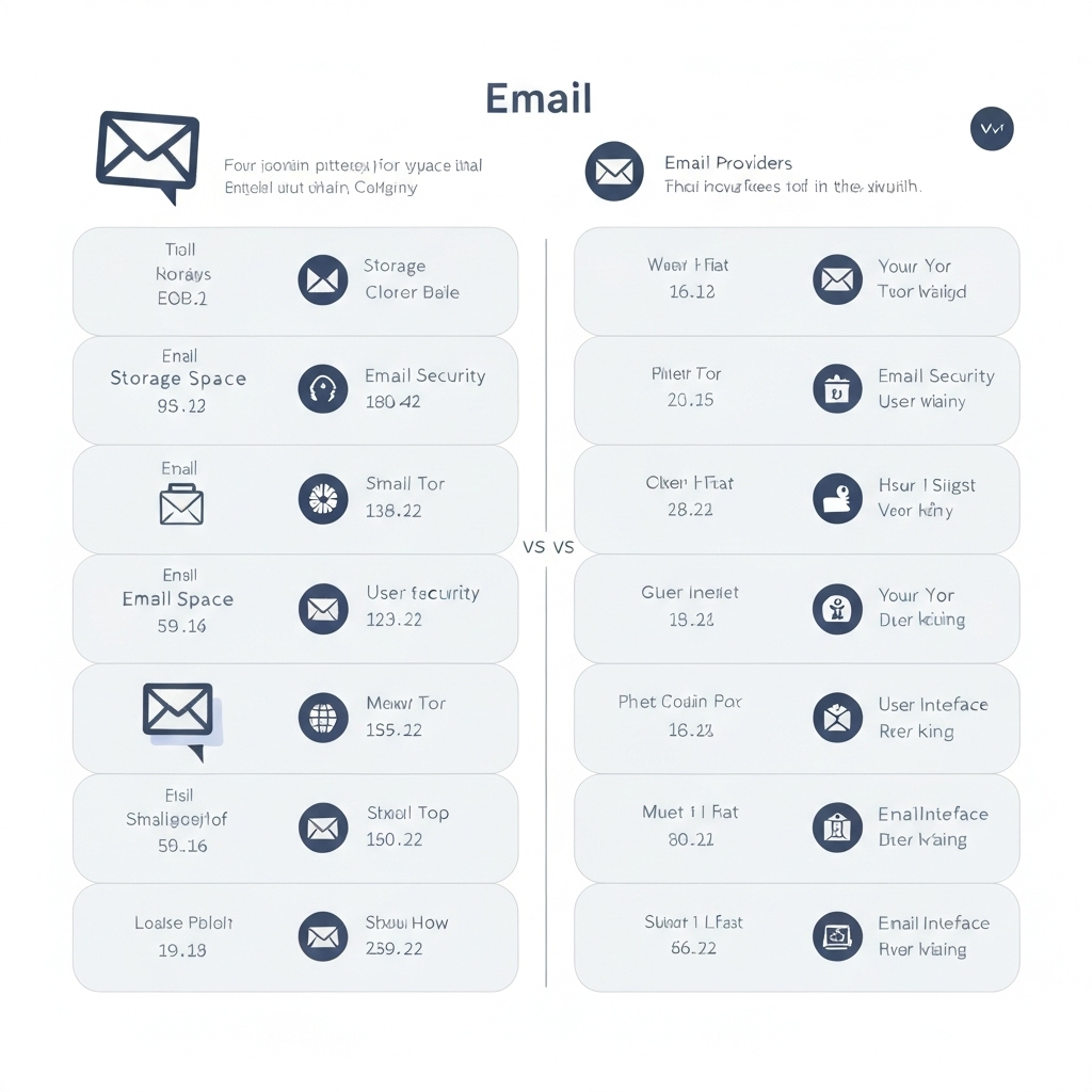 Professional graphic illustrating diverse business email providers and their key features.