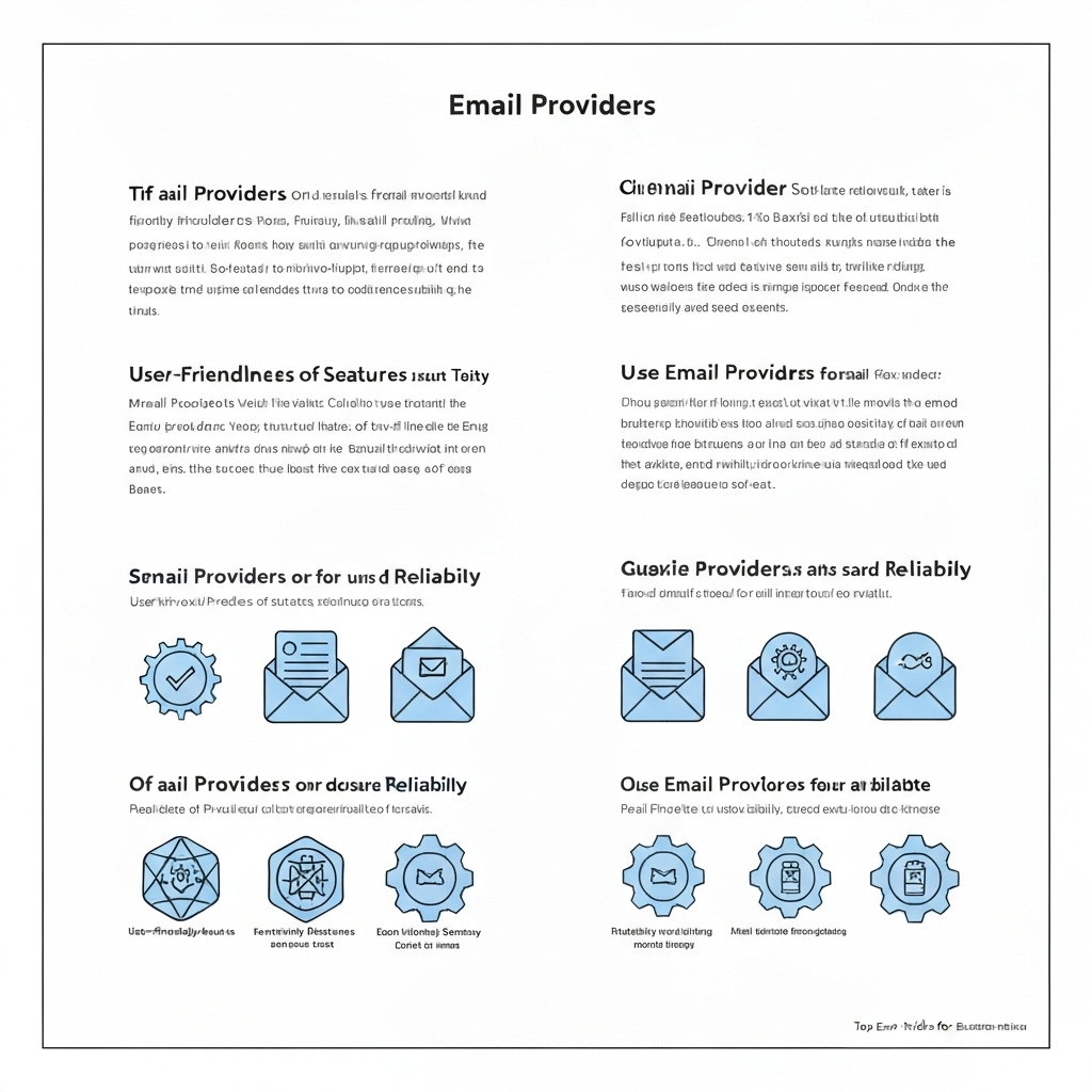 Illustration comparing top business email providers, detailing features & benefits.