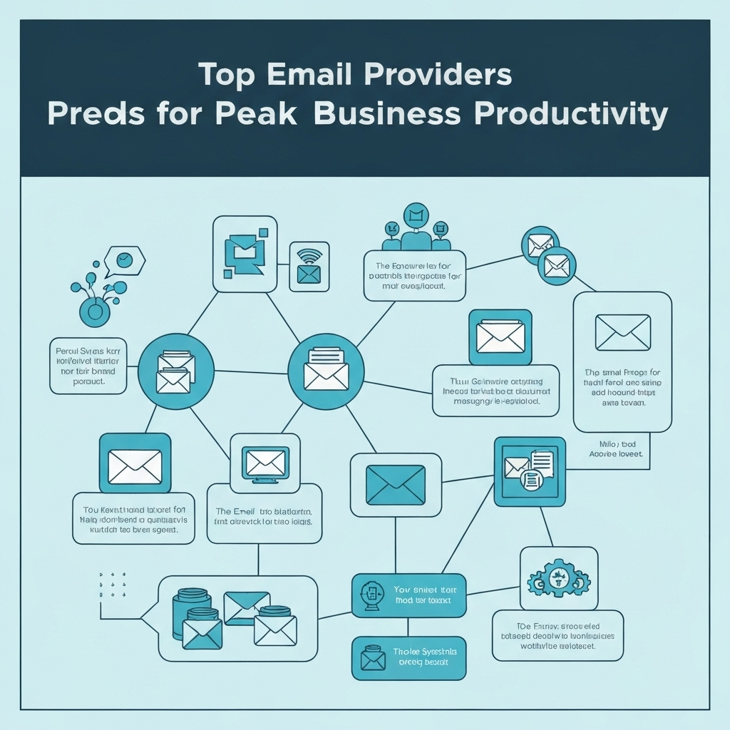 Minimalist illustration of top email providers highlighting key features for business productivity.