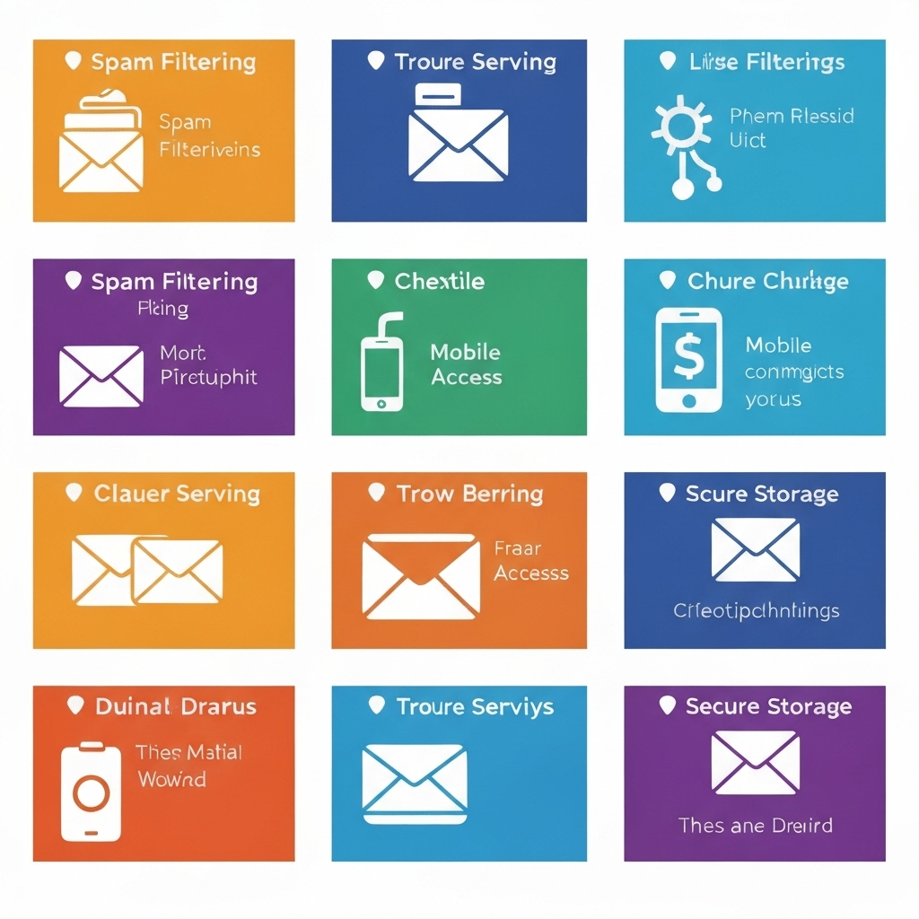 Modern graphic illustrating top email services for efficient business communication and productivity.