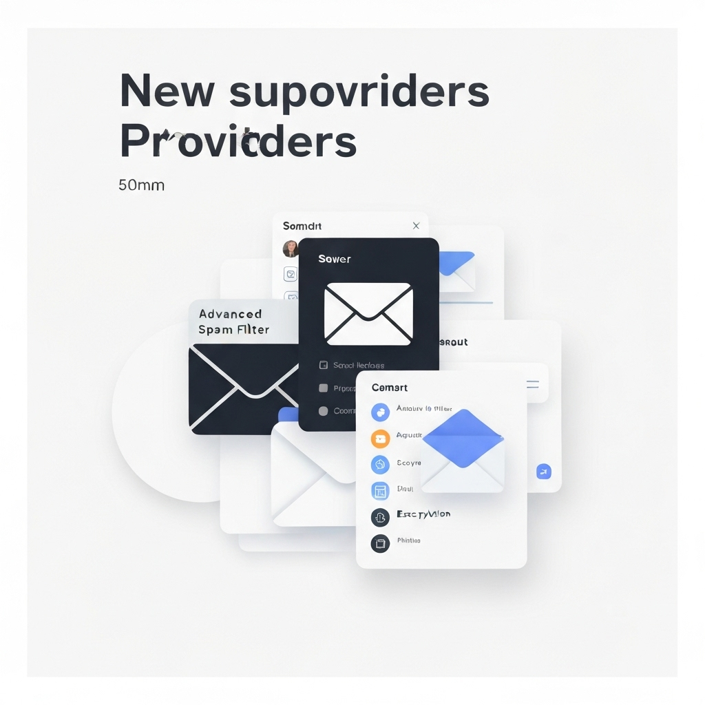 Modern graphic visualizing how new email providers enhance business productivity and secure communication.