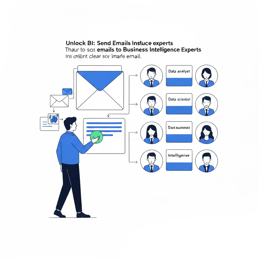 Email to business intelligence: illustration showing raw messages transforming into actionable data insights for decision making.