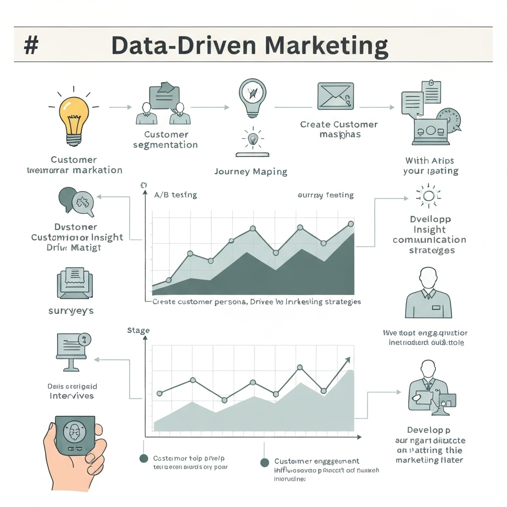 Illustration showing how data analysis unlocks customer insight in marketing for strategic success.