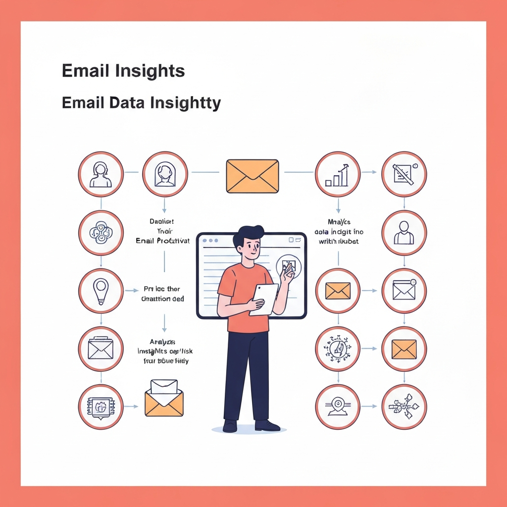 Unlock email data insights with AI: Minimalist illustration of data analysis in your inbox.