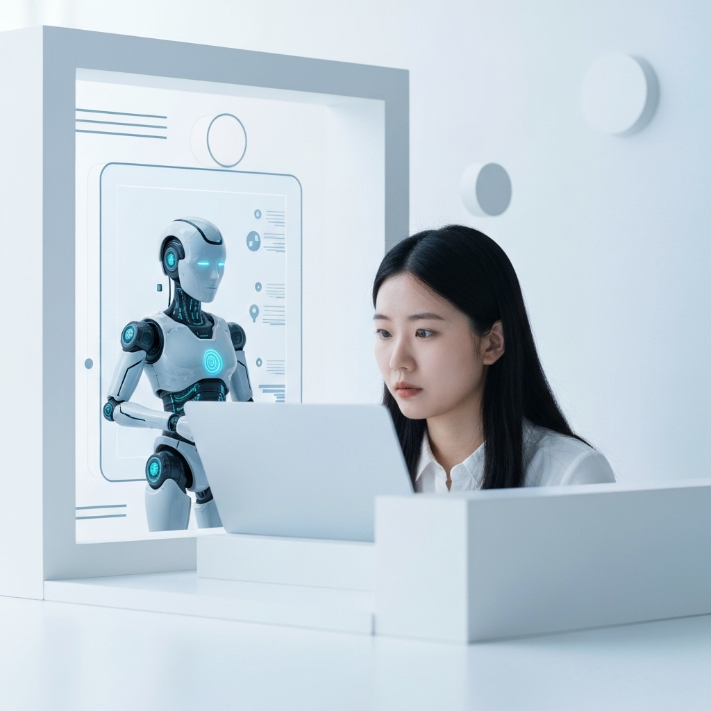 Modern, clean graphic representing virtual AI enhancing email productivity.