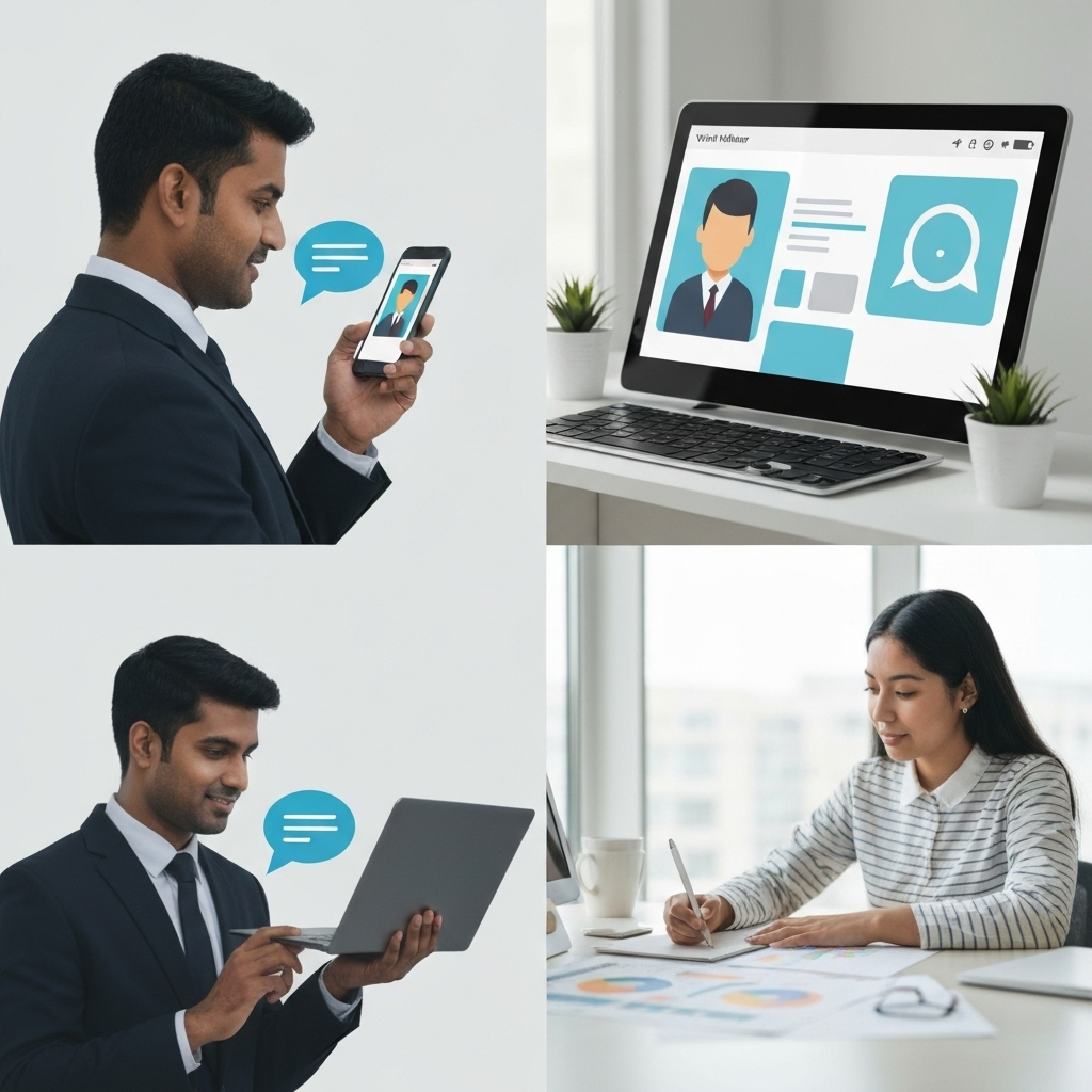Modern virtual assistant for small business, streamlining tasks and boosting efficiency.