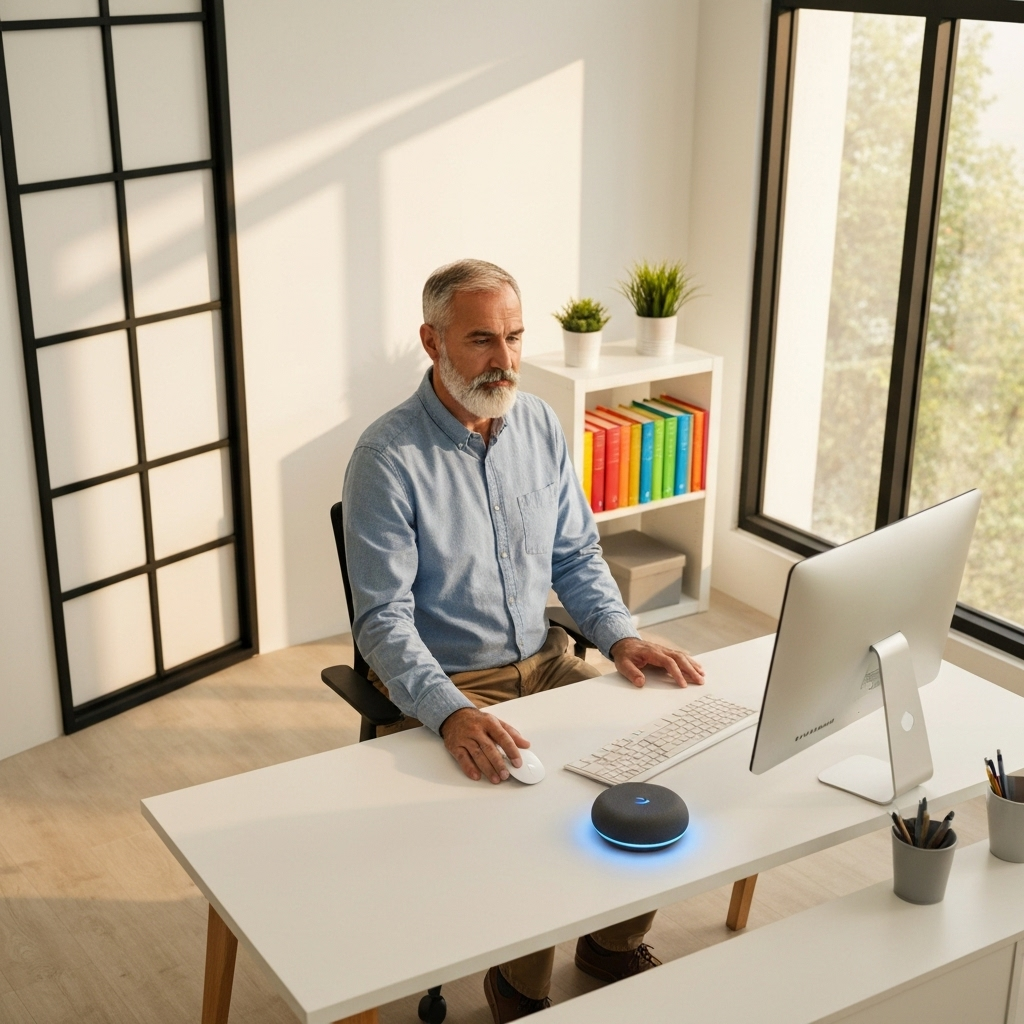 Modern workspace showing a virtual assistant from home managing emails for productivity.