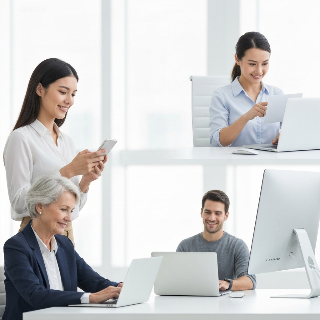 Modern virtual email interface with AI managing inbox for peak productivity.